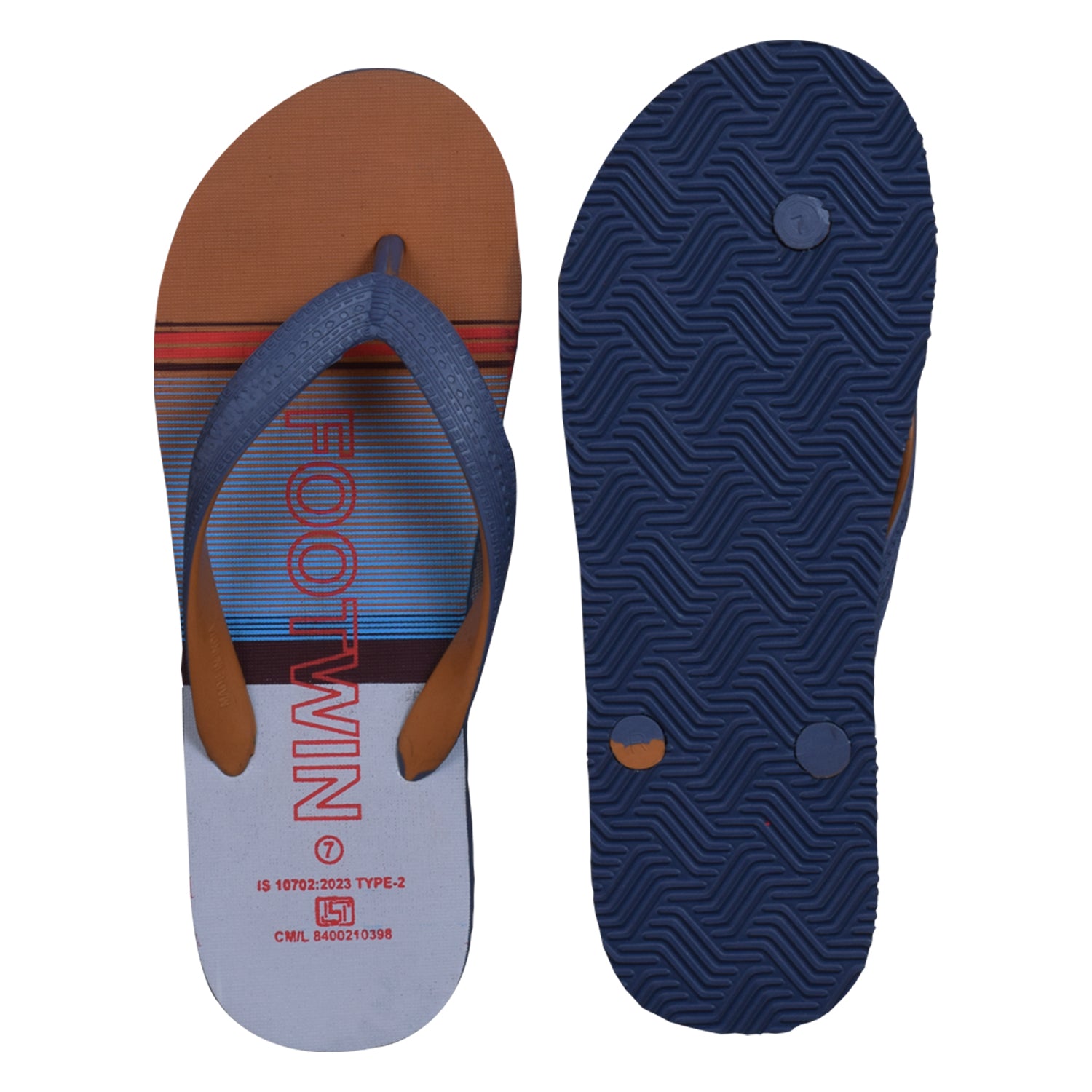 Footwin Stylish Men’s Flip Flops - GRY&TAN