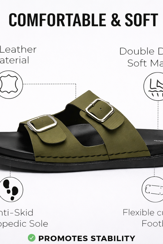 Footwin Men's Double Density PU Slipper - Olive