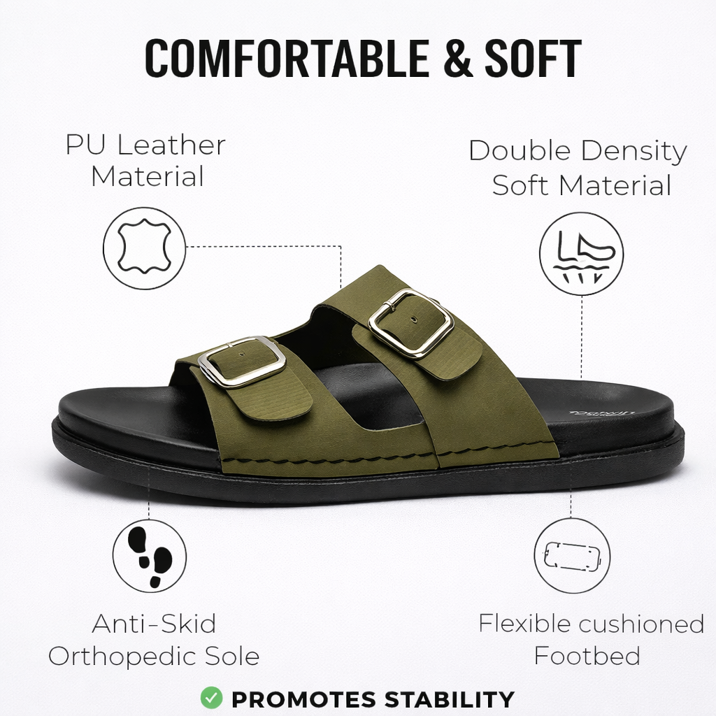 Footwin Men's Double Density PU Slipper - Olive
