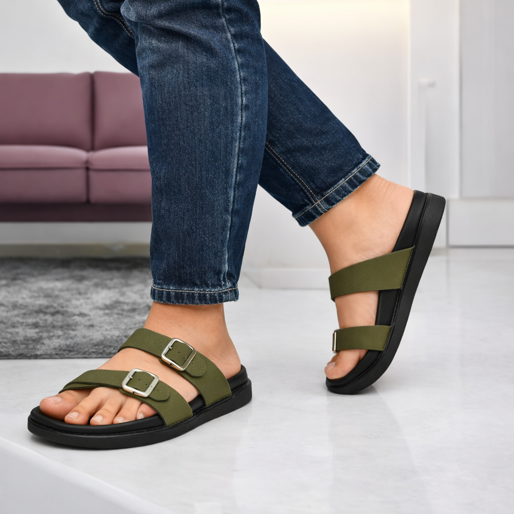 Footwin Men's Double Density PU Slipper - Olive