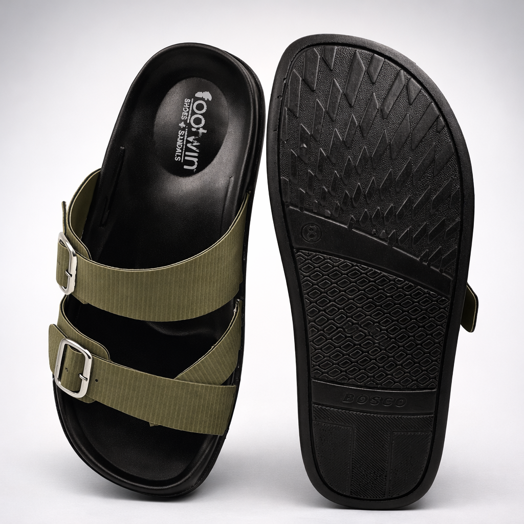Footwin Men's Double Density PU Slipper - Olive