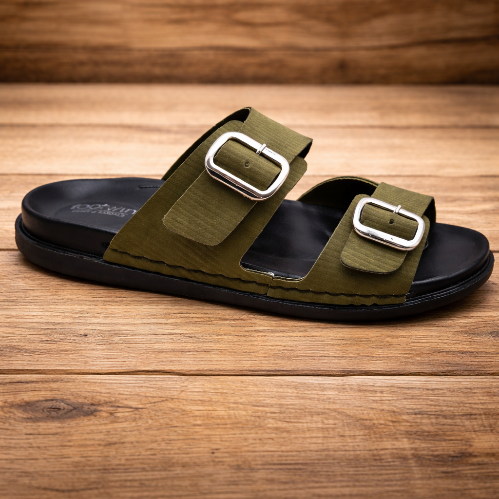 Footwin Men's Double Density PU Slipper - Olive