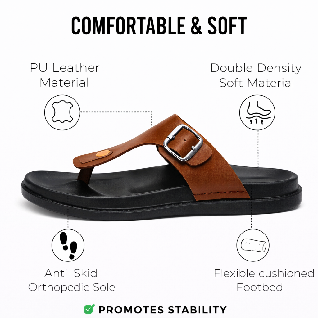 Footwin Men's Double Density PU Slipper - Tan