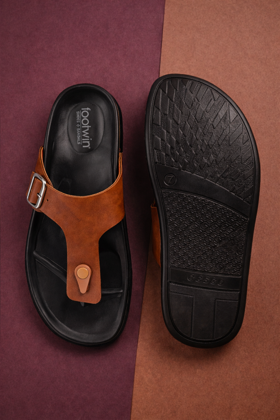 Footwin Men's Double Density PU Slipper - Tan