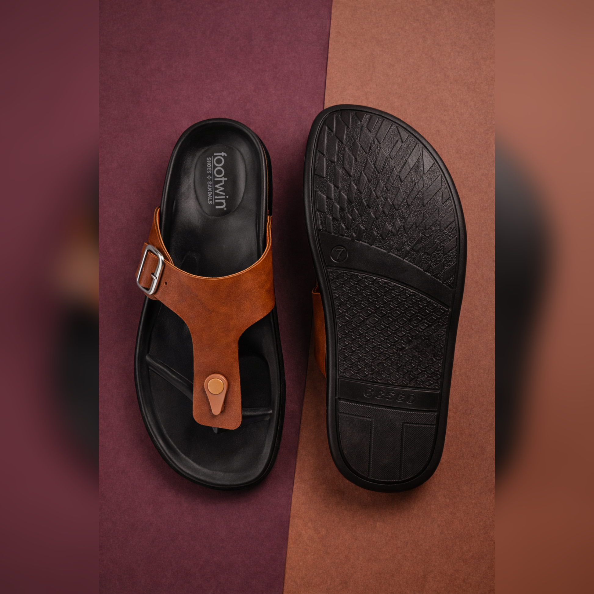 Footwin Men's Double Density PU Slipper - Tan